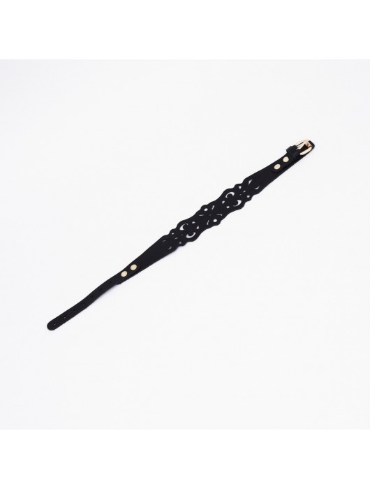 Черный ажурный чокер с золотистой фурнитурой - Crazy Handmade - купить с доставкой в Миассе