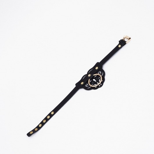 Черный чокер с клепками и золотистой фурнитурой - Crazy Handmade - купить с доставкой в Миассе