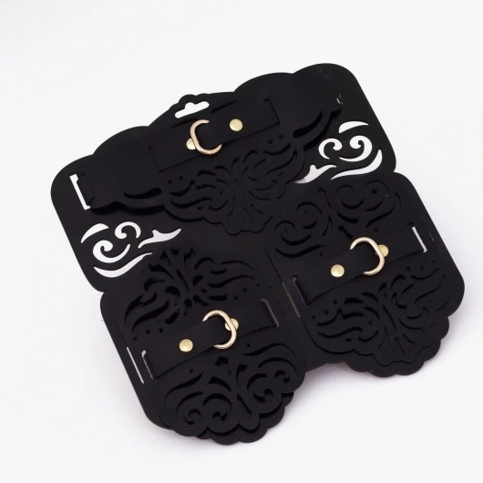 Фигурный набор для БДСМ-игр с узорами и золотистой фурнитурой - Crazy Handmade - купить с доставкой в Миассе