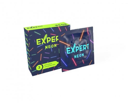 Светящиеся в темноте презервативы Expert Neon - 3 шт. - Expert - купить с доставкой в Миассе