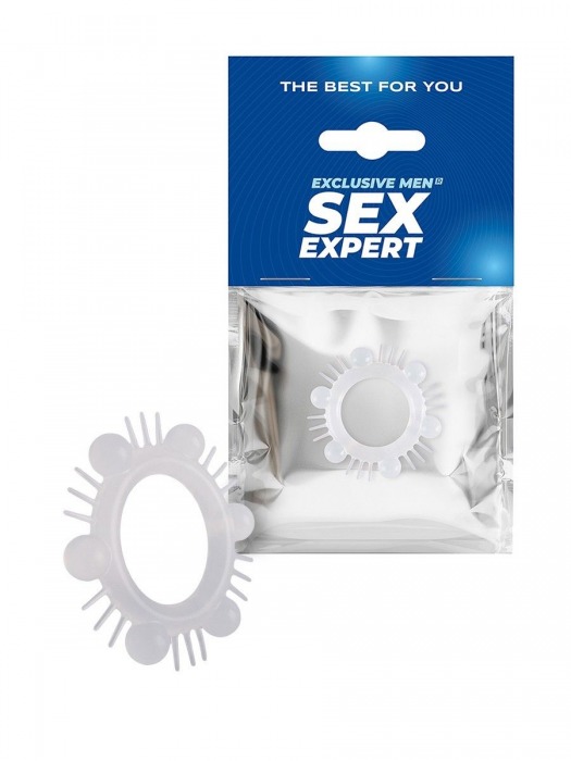 Эластичное эрекционное кольцо с шипиками и шариками - Sex Expert - в Миассе купить с доставкой