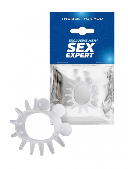 Эластичное эрекционное кольцо с шариками и лучами - Sex Expert - в Миассе купить с доставкой