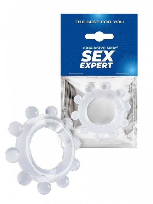 Прозрачное эрекционное кольцо со стимулирующими шариками - Sex Expert - в Миассе купить с доставкой