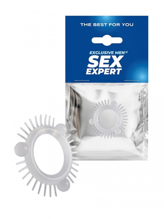 Эластичное эрекционное кольцо с 3 шариками и шипами - Sex Expert - в Миассе купить с доставкой