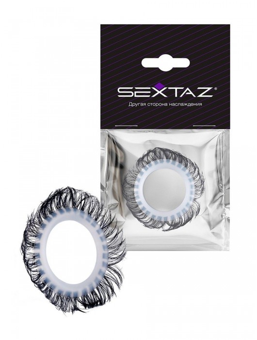 Эластичное эрекционное колечко с черными «ресничками» - Sextaz - в Миассе купить с доставкой