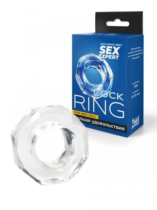 Прозрачное эрекционное кольцо в форме гайки - Sex Expert - в Миассе купить с доставкой