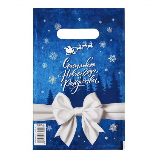 Сине-белый подарочный новогодний пакет с вырубной ручкой (20х30 см) - Сима-Ленд - купить с доставкой в Миассе