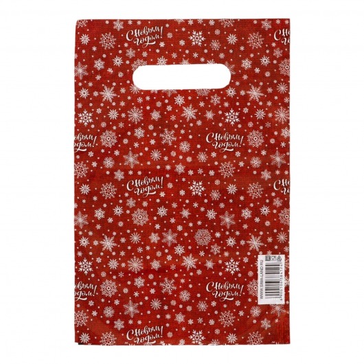 Красный подарочный новогодний пакет с вырубной ручкой (20х30 см) - Сима-Ленд - купить с доставкой в Миассе