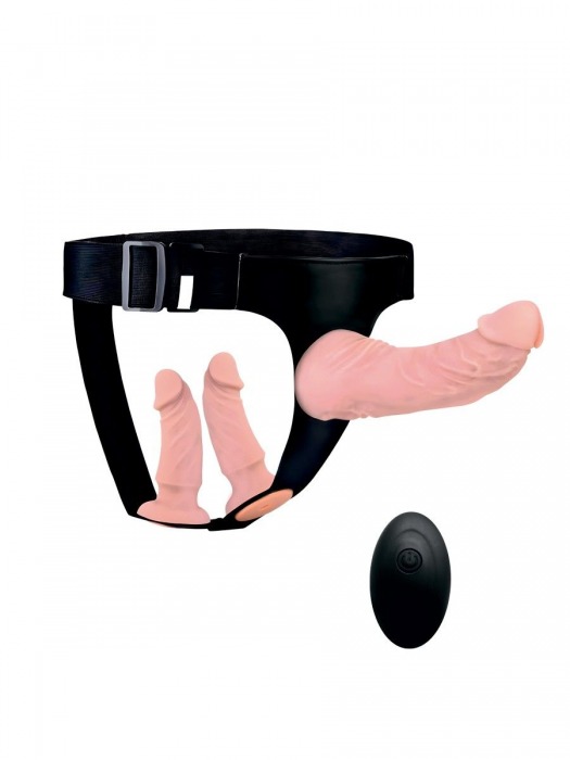 Женский страпон с 3 насадками и вибрацией - Erowoman-Eroman - купить с доставкой в Миассе
