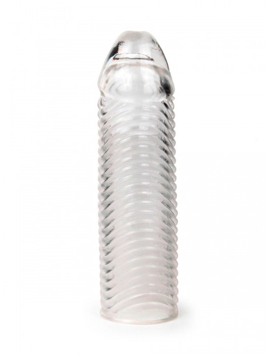 Прозрачная закрытая насадка на пенис с ребрышками - 16 см. - Sex Expert - в Миассе купить с доставкой