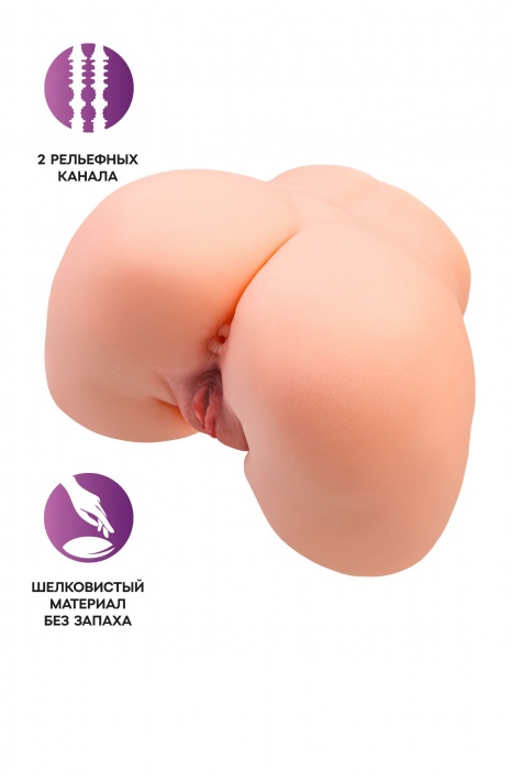 Телесный мастурбатор в форме попки с 2 любовными входами - No Name - в Миассе купить с доставкой