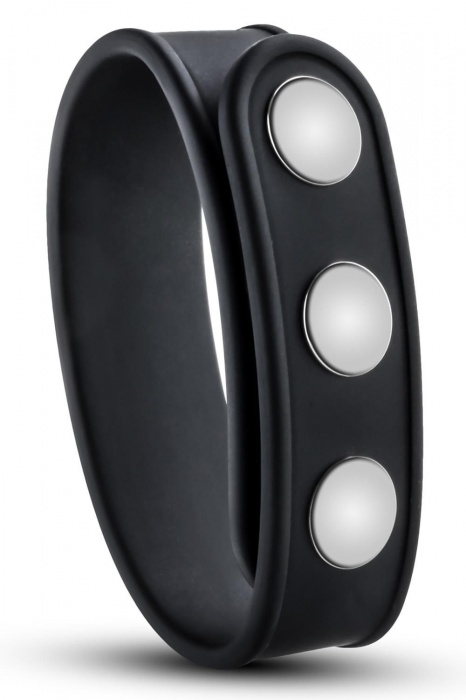 Черное эрекционное кольцо на кнопках - Blush Novelties - в Миассе купить с доставкой