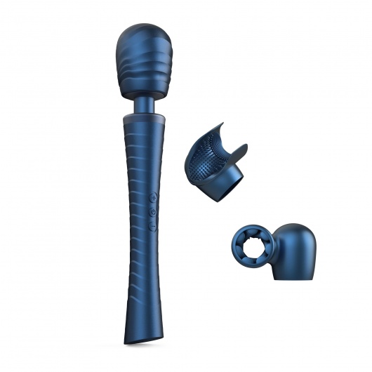 Синий вибромассажёр с насадками Man.wand Edgy - Manwan - в Миассе купить с доставкой