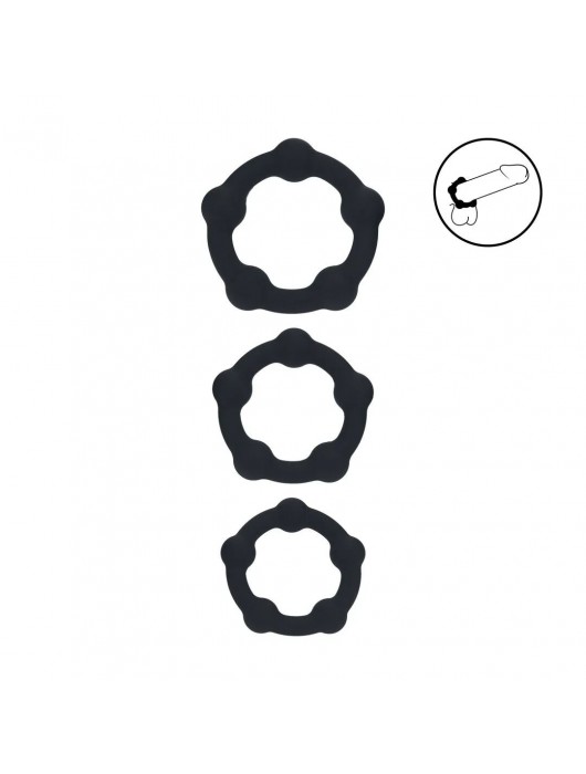 Набор из 3 эрекционных колец Beaded Silicone Cockring Set - Shots Media BV - в Миассе купить с доставкой