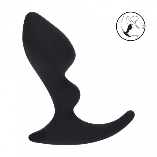 Черная анальная пробка для массажа простаты Double Ripple Silicone Prostate Massager - Shots Media BV - в Миассе купить с доставкой
