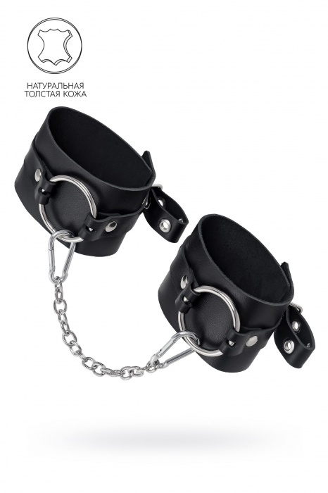 Черные оковы из толстой кожи с люверсами - Pecado - купить с доставкой в Миассе