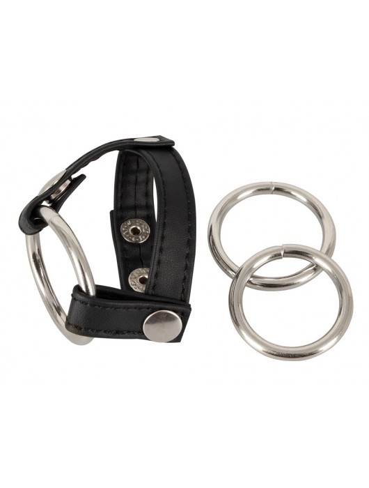 Подхват для мошонки с 3 съемными эрекционными кольцами Leder-Riemen - Orion - в Миассе купить с доставкой