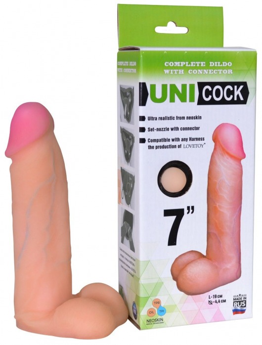 Фаллическая насадка Харнесс UNICOCK 7  - 19 см. - LOVETOY (А-Полимер) - купить с доставкой в Миассе
