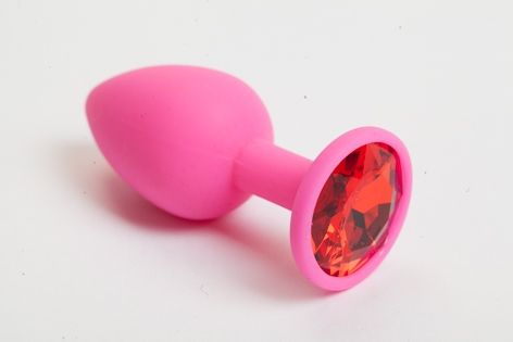 Розовая анальная пробка с красным кристаллом - 9,5 см. - 4sexdreaM - купить с доставкой в Миассе