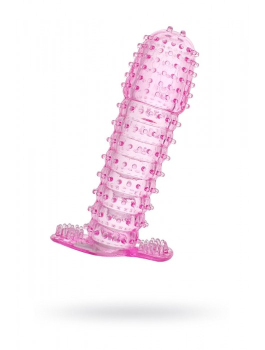 Гелевая розовая насадка с шипами - 12 см. - Toyfa Basic - в Миассе купить с доставкой