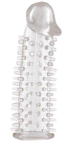 Прозрачная насадка на половой член с закрытой головкой и шипами - 12,5 см. - Toyfa Basic - в Миассе купить с доставкой