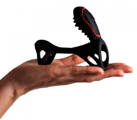 Чёрная насадка на фаллос Gladiator + LRS  с трехкнопочным пультом управления - Adrien Lastic - в Миассе купить с доставкой