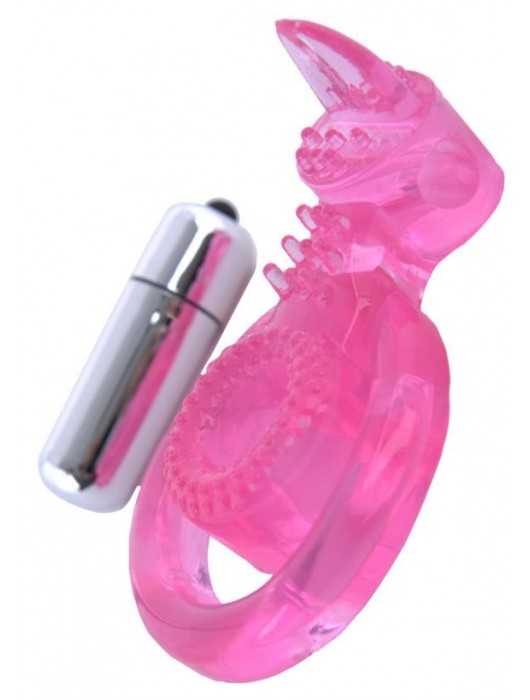 Розовая вибронасадка со стимулятор клитора   Язычок - Toyfa Basic - в Миассе купить с доставкой