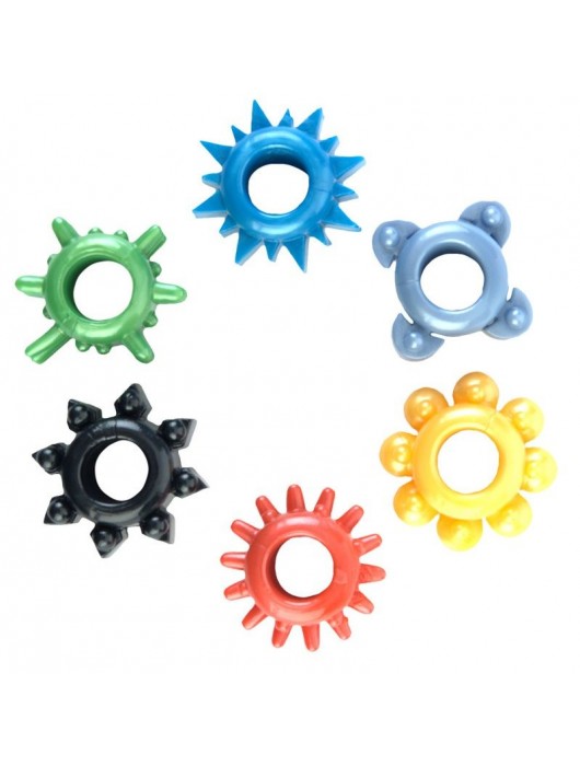 Набор из 6 разноцветных эрекционных колец - Toyfa Basic - в Миассе купить с доставкой