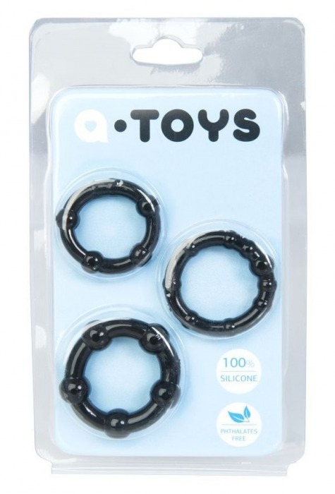 Набор из 3 чёрных эрекционных колец A-toys - A-toys - в Миассе купить с доставкой