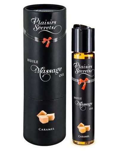 Массажное масло с ароматом карамели Huile de Massage Gourmande Caramel - 59 мл. - Plaisir Secret - купить с доставкой в Миассе