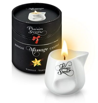 Массажная свеча с ароматом ванили Bougie Massage Gourmande Vanille - 80 мл. - Plaisir Secret - купить с доставкой в Миассе