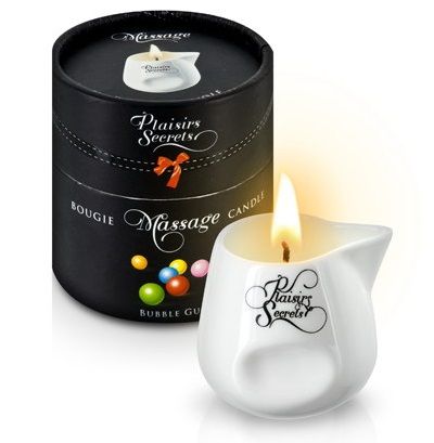Массажная свеча с ароматом бубль-гума Bougie de Massage Gourmande Bubble Gum - 80 мл. - Plaisir Secret - купить с доставкой в Миассе
