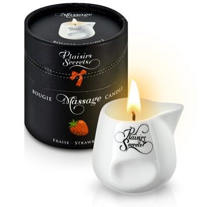 Массажная свеча с ароматом клубники Bougie de Massage Gourmande Fraise - 80 мл. - Plaisir Secret - купить с доставкой в Миассе