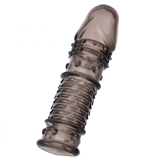 Дымчатая закрытая насадка ToyFa XLover с чешуйками и пупырышками - 13,5 см. - ToyFa - в Миассе купить с доставкой