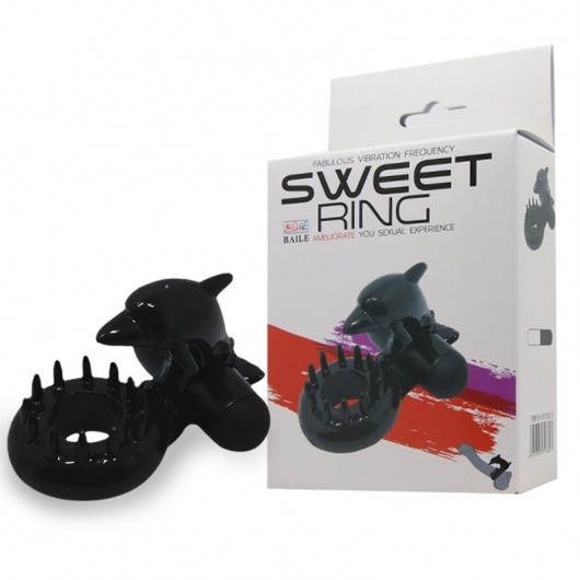 Чёрное эрекционное виброкольцо Sweet Ring с дельфинчиком - Baile - в Миассе купить с доставкой