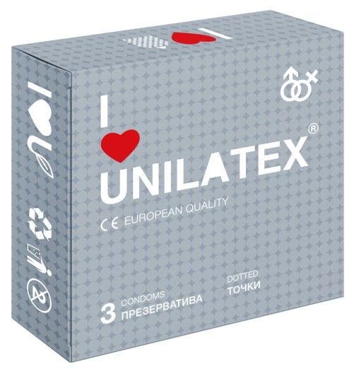 Презервативы с точками Unilatex Dotted - 3 шт. - Unilatex - купить с доставкой в Миассе