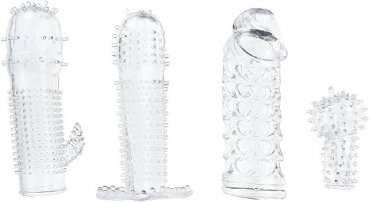 Набор из 4 насадок на член Pleasured Penis Enhancement Sleeve 4 Pack - XR Brands - в Миассе купить с доставкой