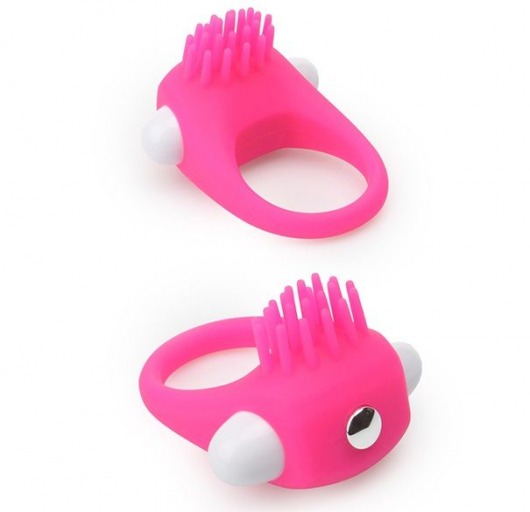 Розовое эрекционное кольцо с щеточкой LIT-UP SILICONE STIMU RING 5 - Dream Toys - в Миассе купить с доставкой
