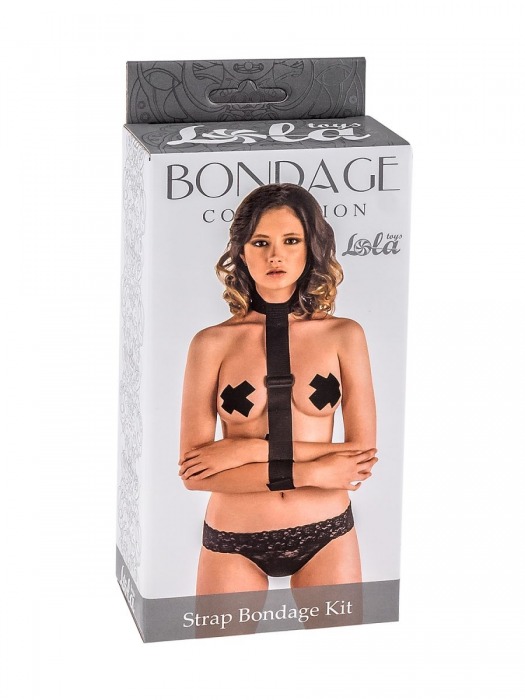 Ошейник с длинной лентой и наручниками Strap Bondage Kit One Size - Lola Games - купить с доставкой в Миассе