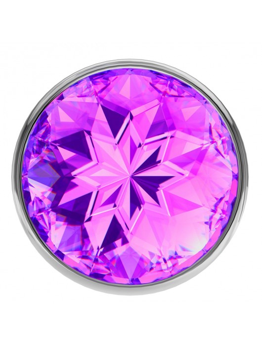 Малая серебристая анальная пробка Diamond Purple Sparkle Small с фиолетовым кристаллом - 7 см. - Lola Games - купить с доставкой в Миассе