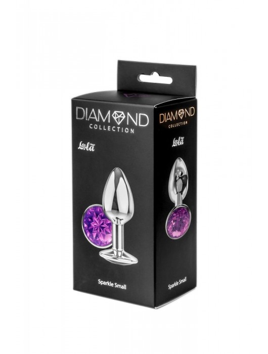 Малая серебристая анальная пробка Diamond Purple Sparkle Small с фиолетовым кристаллом - 7 см. - Lola Games - купить с доставкой в Миассе