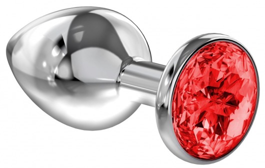 Большая серебристая анальная пробка Diamond Red Sparkle Large с красным кристаллом - 8 см. - Lola Games - купить с доставкой в Миассе