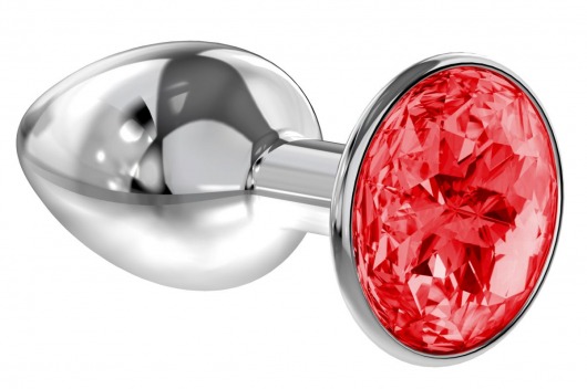 Малая серебристая анальная пробка Diamond Red Sparkle Small с красным кристаллом - 7 см. - Lola Games - купить с доставкой в Миассе