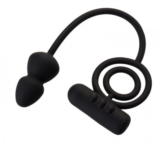 Чёрное эрекционное кольцо с вибропулькой и анальным хвостом - Erotist Adult Toys - в Миассе купить с доставкой