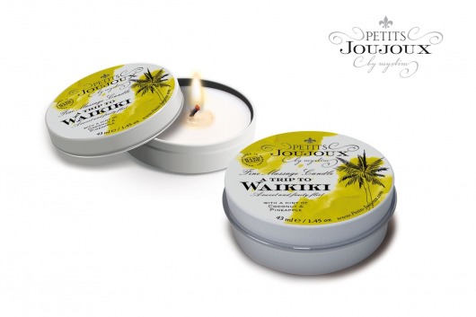 Массажная свеча Petits Joujoux Waikiki Beach с ароматом кокоса и ананаса - 33 гр. - MyStim - купить с доставкой в Миассе