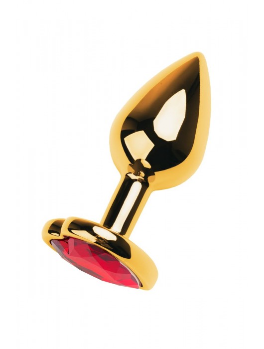 Золотистая анальная пробка с кристаллом-сердцем - 7,5 см. - ToyFa - купить с доставкой в Миассе