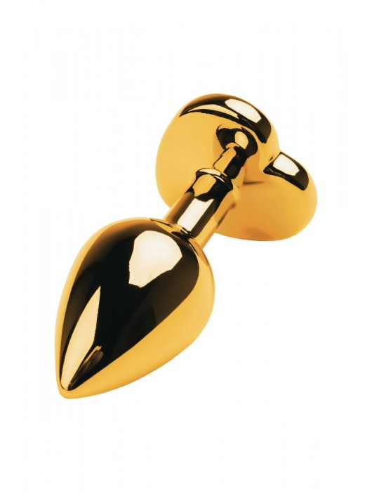 Золотистая анальная пробка с кристаллом-сердцем - 7,5 см. - ToyFa - купить с доставкой в Миассе