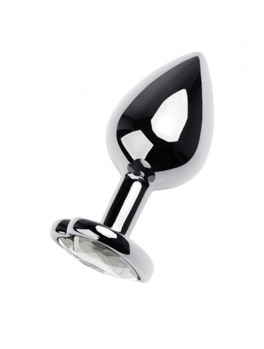 Серебристая анальная пробка с прозрачным кристаллом-сердцем - 8 см. - ToyFa - купить с доставкой в Миассе