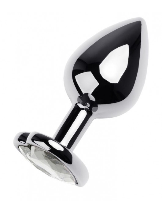 Серебристая анальная пробка с прозрачным кристаллом-сердцем - 8 см. - ToyFa - купить с доставкой в Миассе