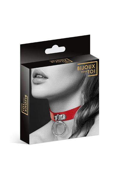 Красный узенький чокер с кольцом - Bijoux Pour Toi - купить с доставкой в Миассе